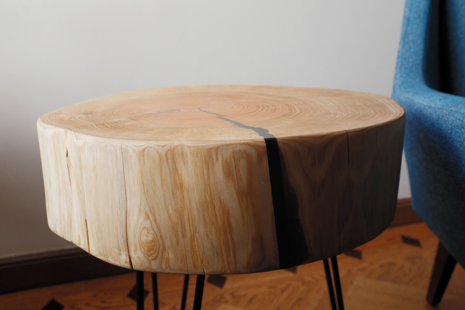 Tree trunk side table